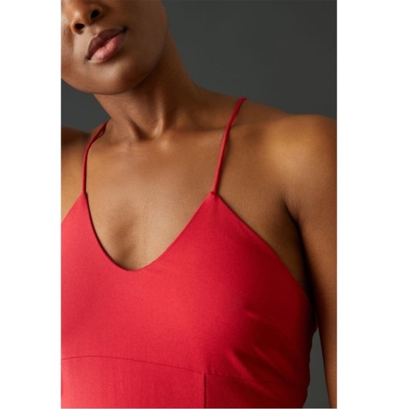 Anthropologie Hutch Jumpsuit Front Slit Jumpsuit Red Flare Leg Sleeveless 12 NEW - Picture 2 of 16